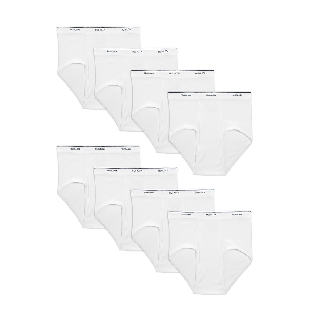 NWT Fruit of the Loom Men's White Cotton Briefs - 9 Pack, 2XL